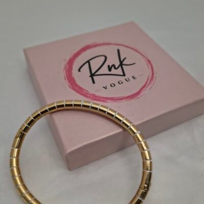 Gold cylindrical beaded kada bracelet with wire detail - RNK Vogue
