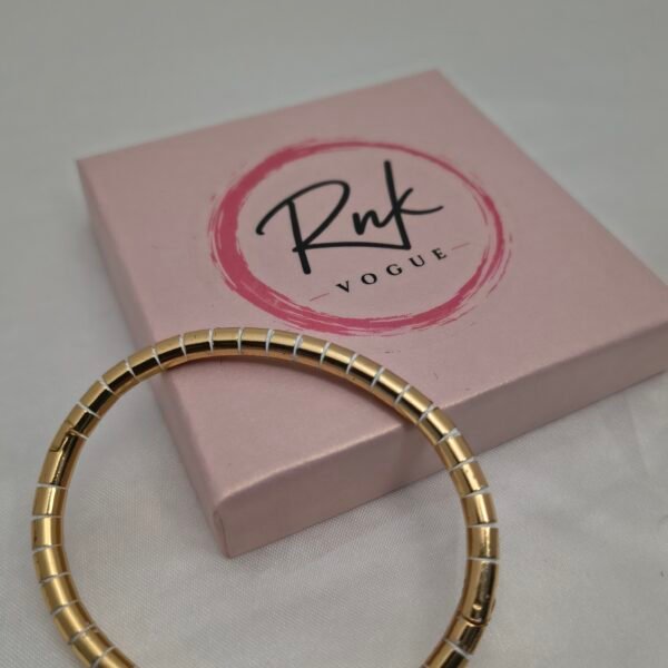 Gold cylindrical beaded kada bracelet with wire detail - RNK Vogue