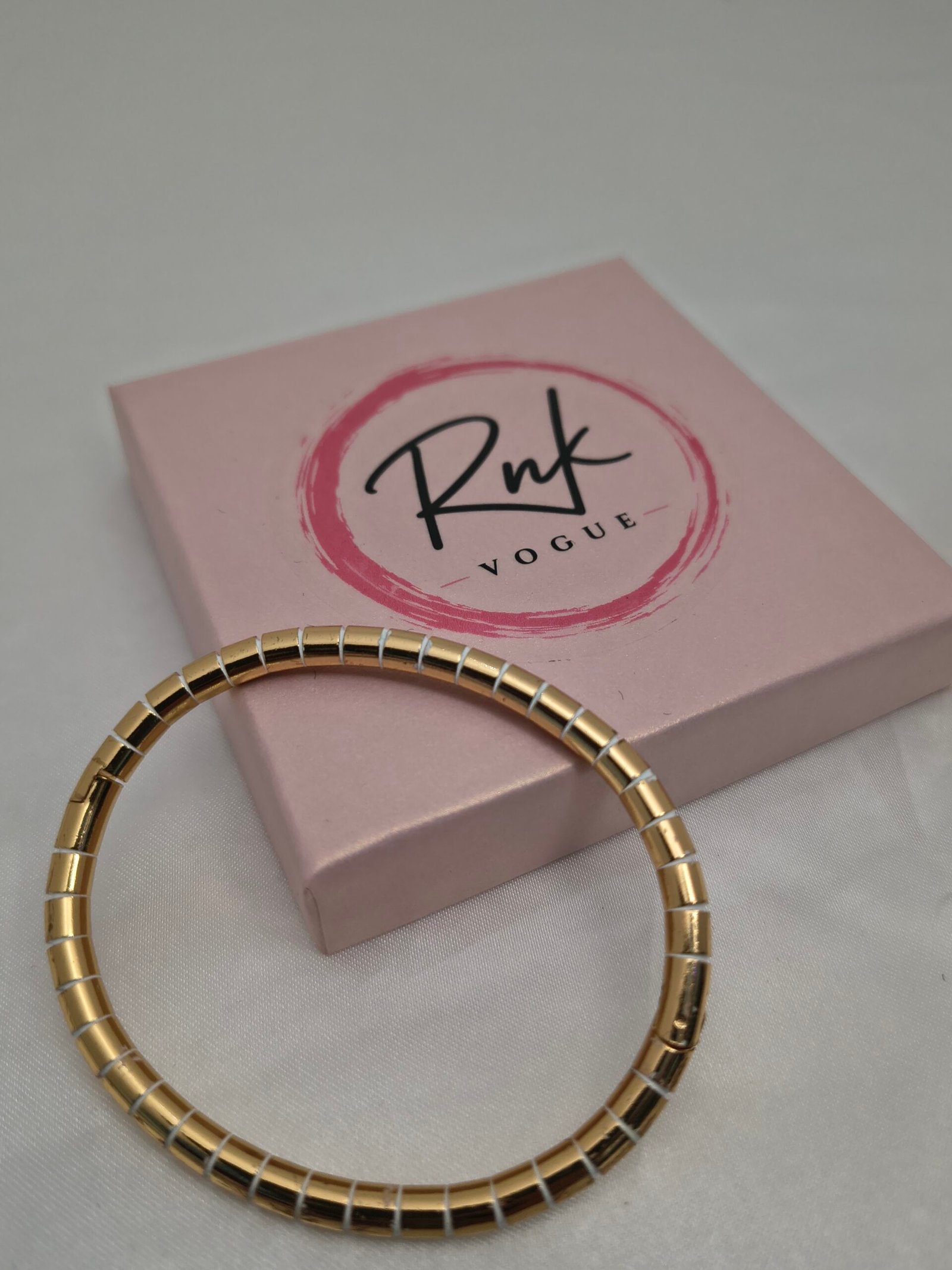 Gold cylindrical beaded kada bracelet with wire detail - RNK Vogue