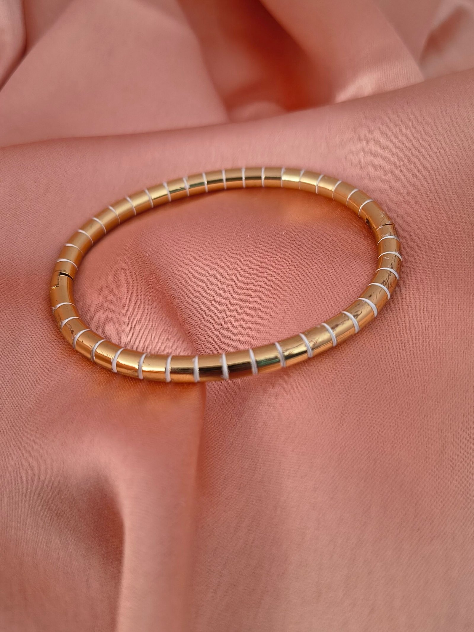 Gold Cylindrical Beaded Kada Bracelet - Image 2